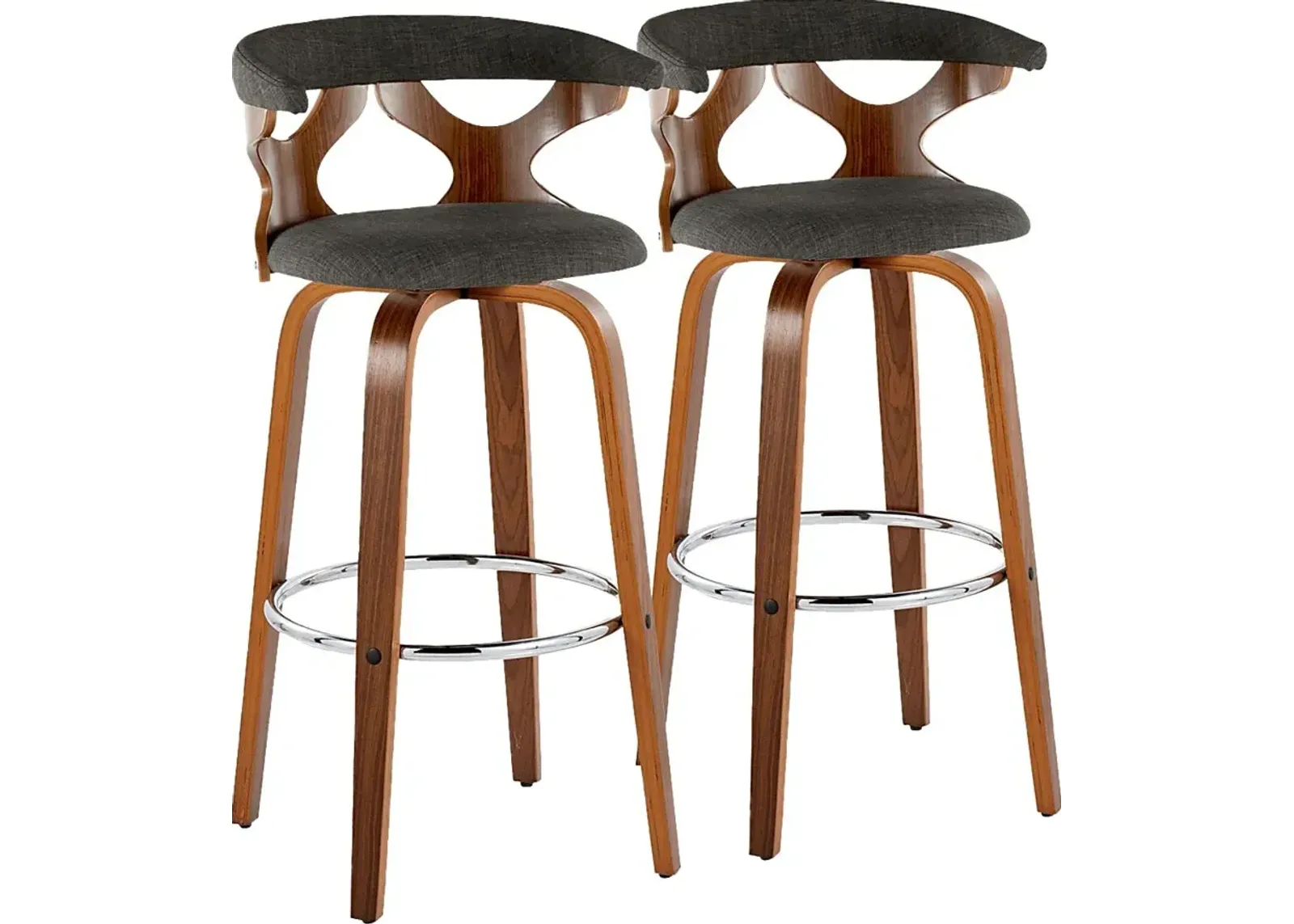 Wyndmoor III Charcoal Swivel Barstool, Set of 2