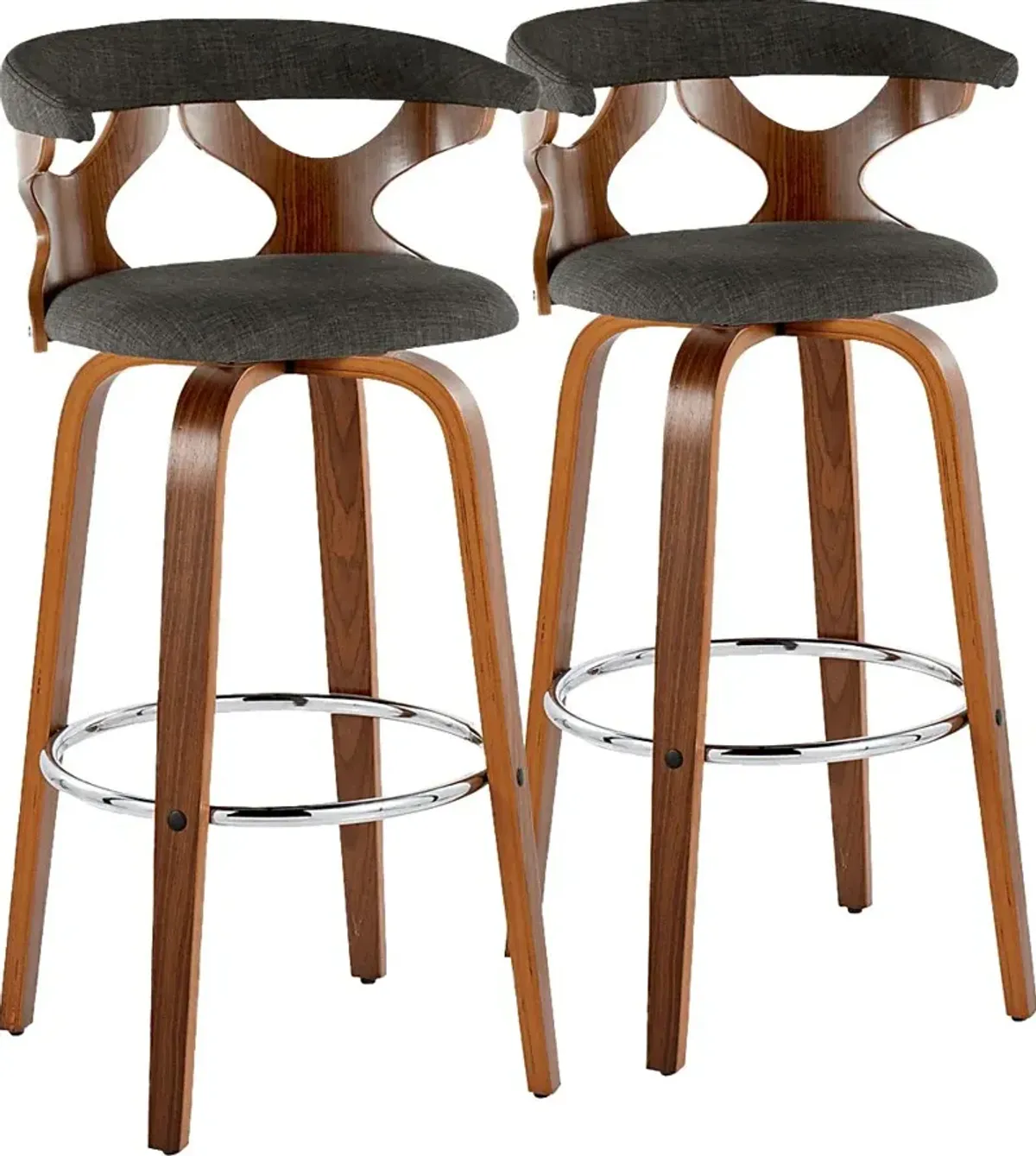 Wyndmoor III Charcoal Swivel Barstool, Set of 2