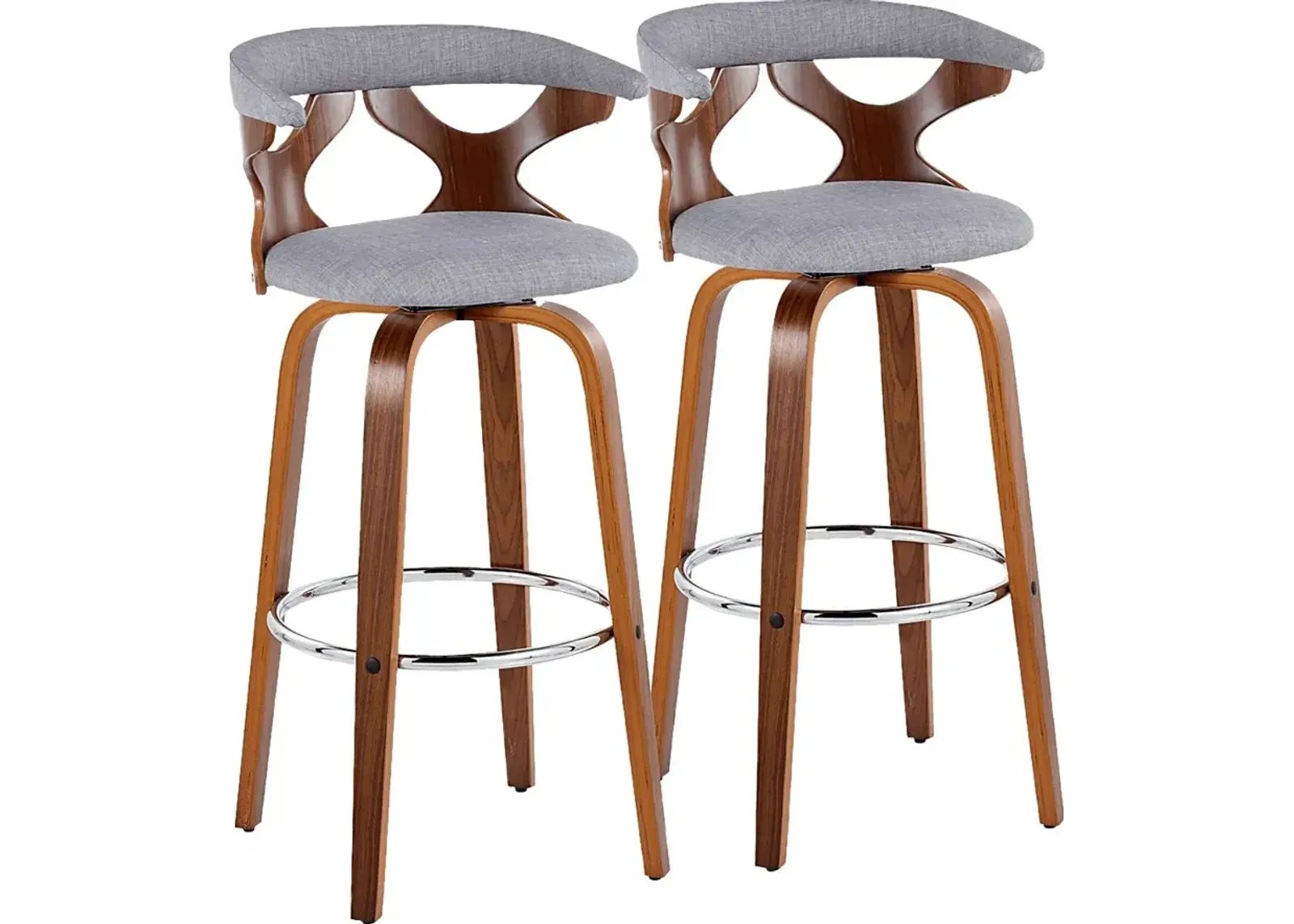 Wyndmoor III Light Gray Swivel Barstool, Set of 2