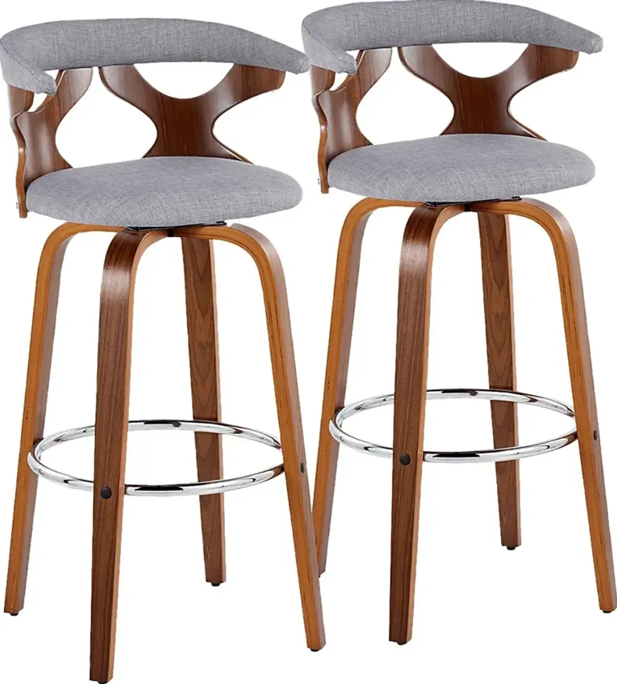 Wyndmoor III Light Gray Swivel Barstool, Set of 2