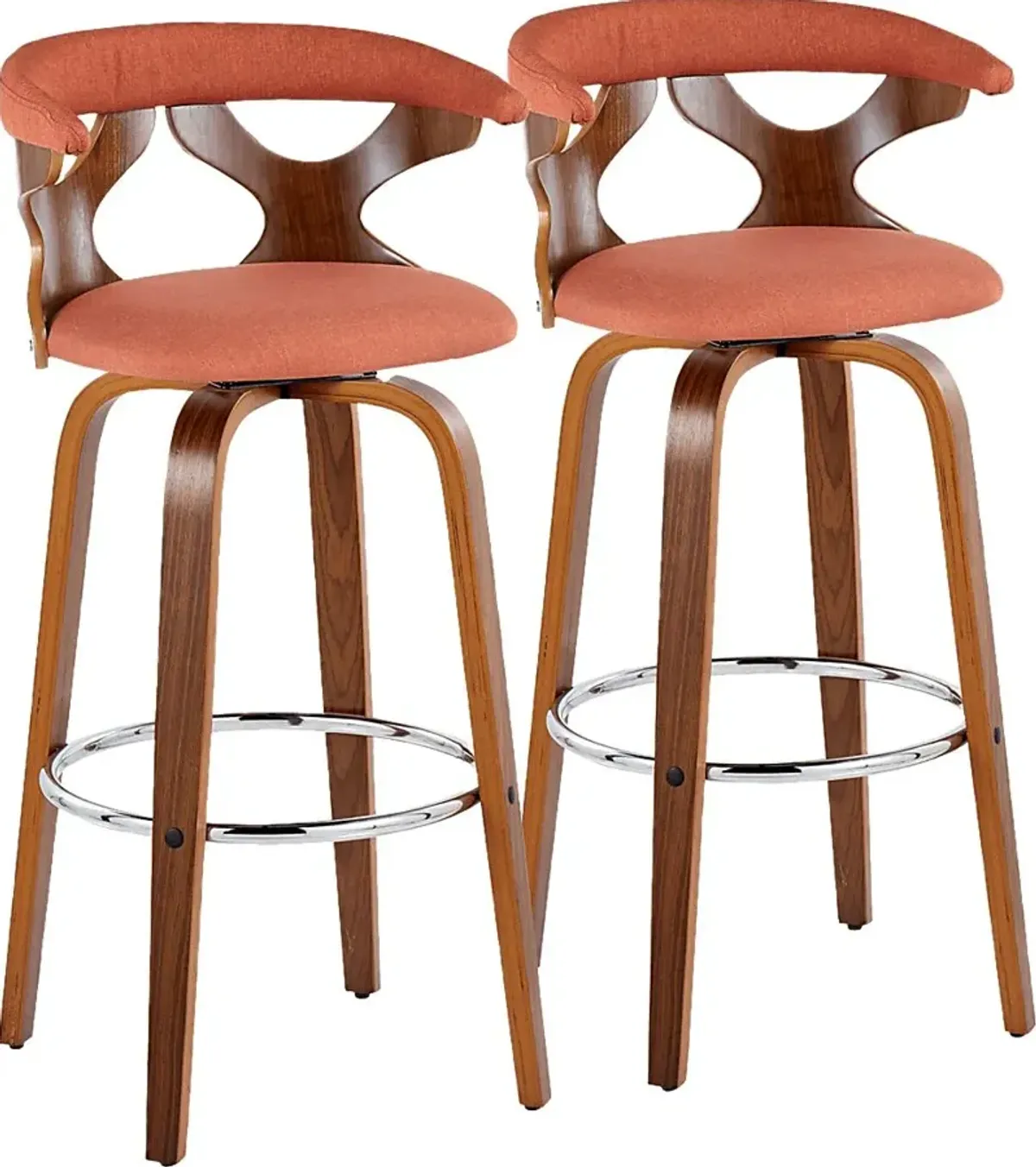 Wyndmoor III Orange Swivel Barstool, Set of 2