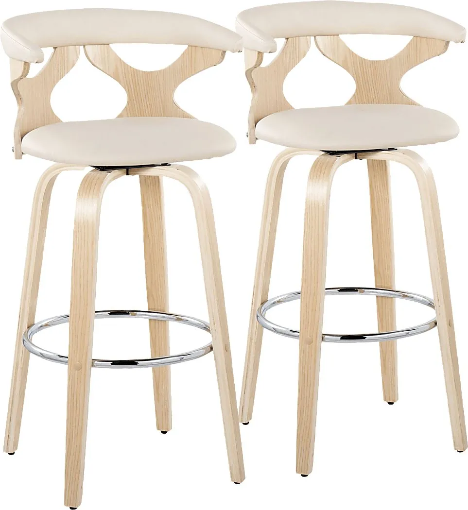 Wyndmoor IV Cream Swivel Barstool, Set of 2