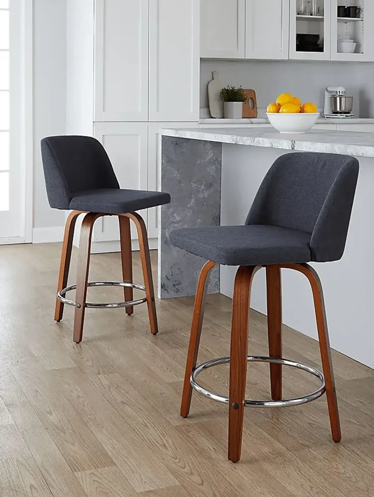 Wymering VI Blue Swivel Counter Height Stool, Set of 2