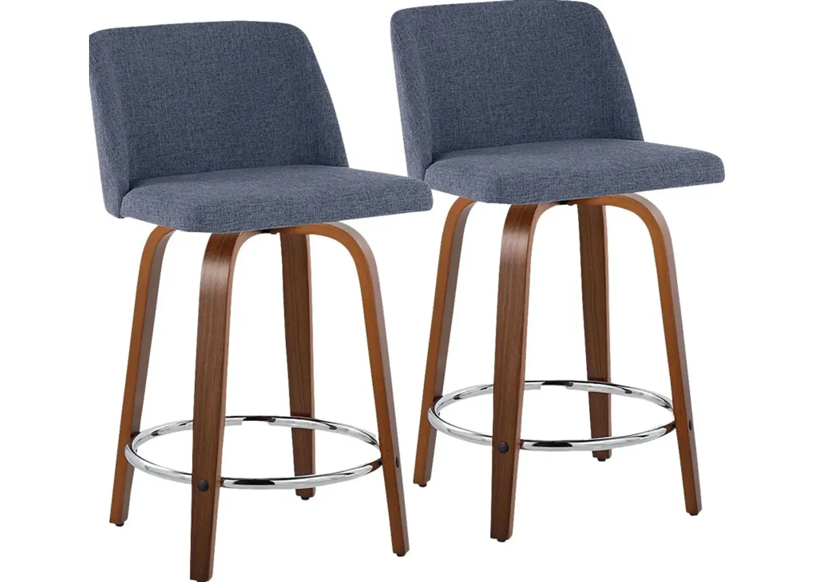 Wymering VI Blue Swivel Counter Height Stool, Set of 2