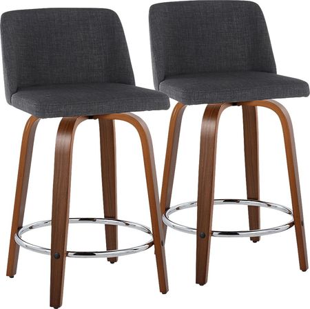 Wymering VI Charcoal Swivel Counter Height Stool, Set of 2