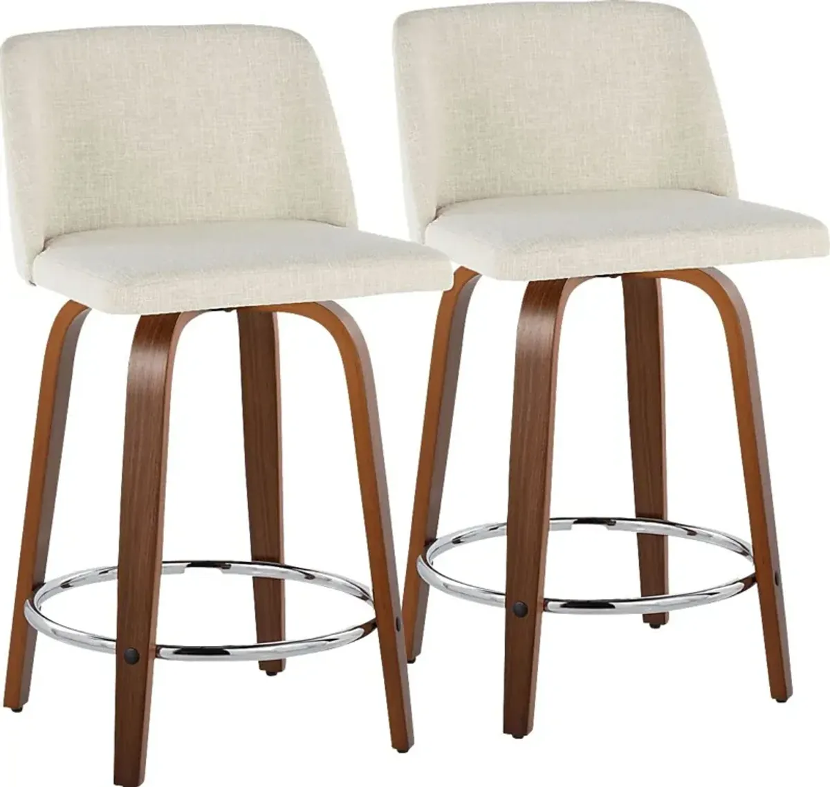 Wymering VI Beige Swivel Counter Height Stool, Set of 2