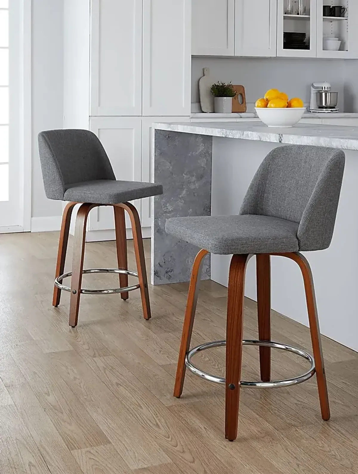 Wymering VI Gray Swivel Counter Height Stool, Set of 2