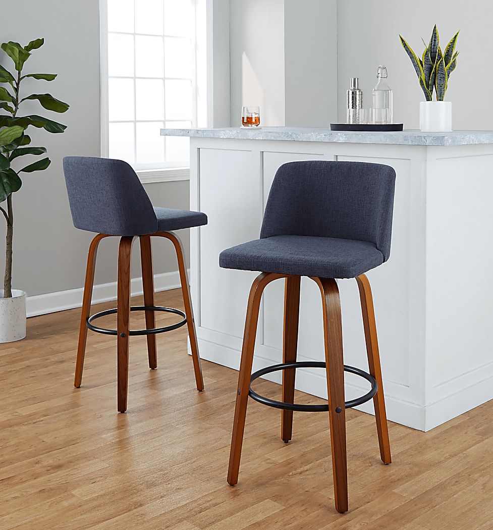 Wymering V Blue Swivel Barstool, Set of 2