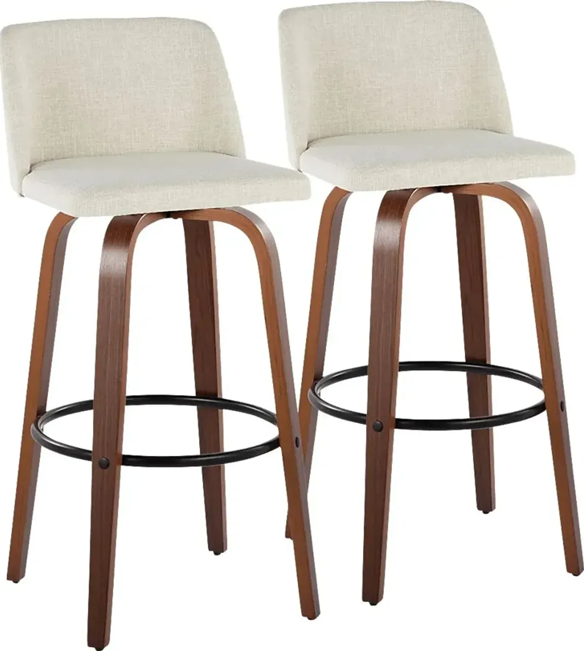 Wymering V Cream Swivel Barstool, Set of 2