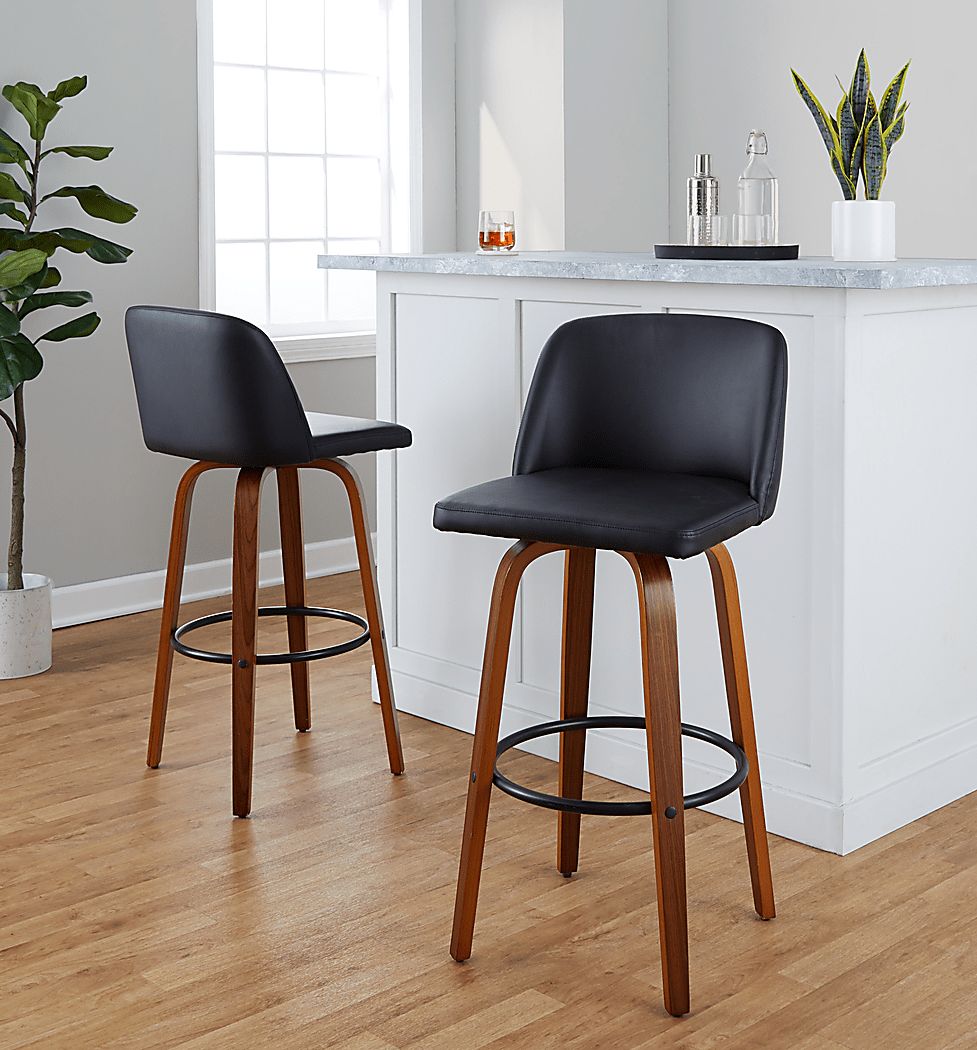 Wymering VII Black Swivel Barstool, Set of 2