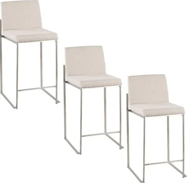 Leserna V Beige Counter Height Stool, Set of 3