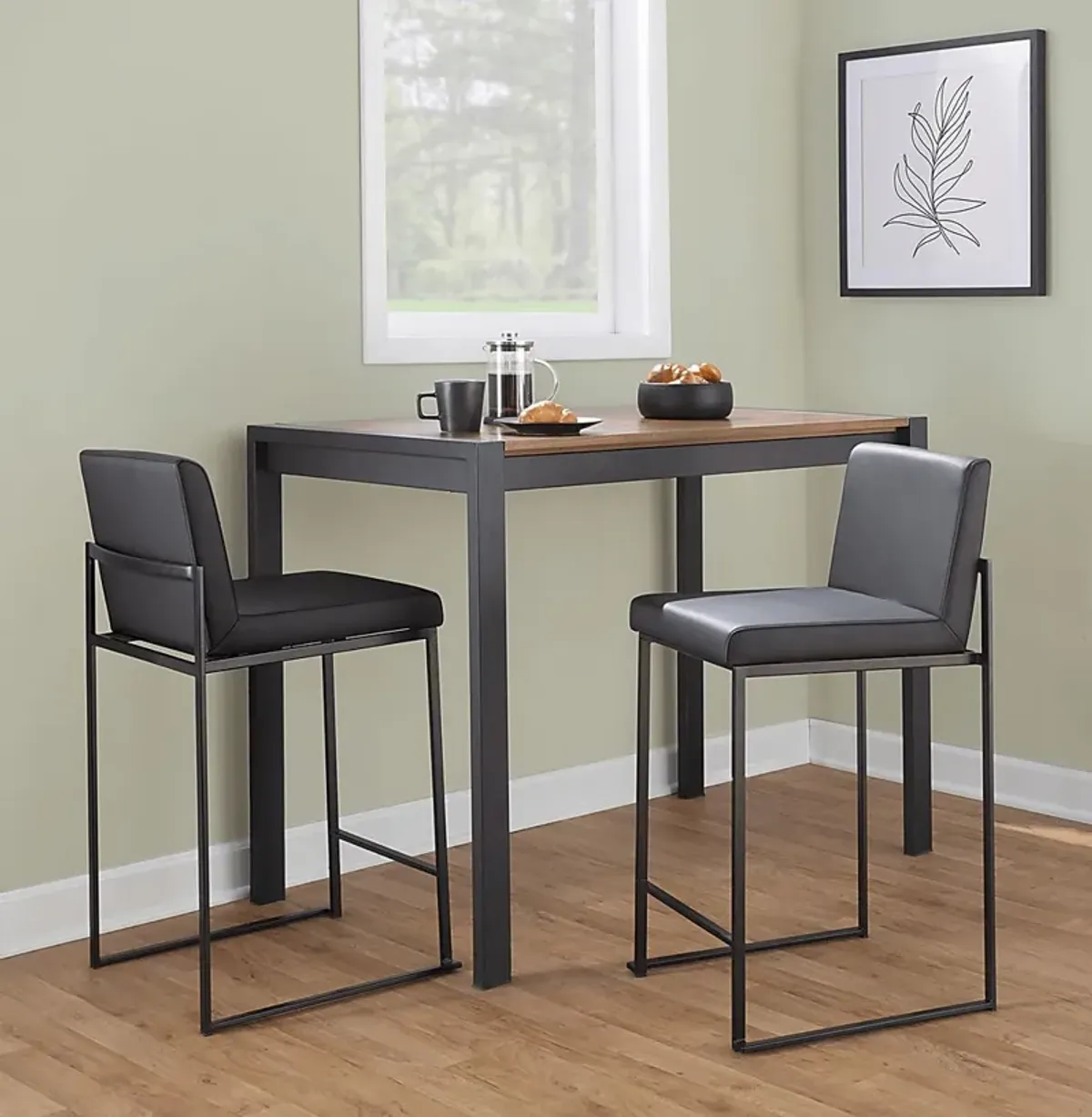 Leserna II Black Counter Height Stool, Set of 3