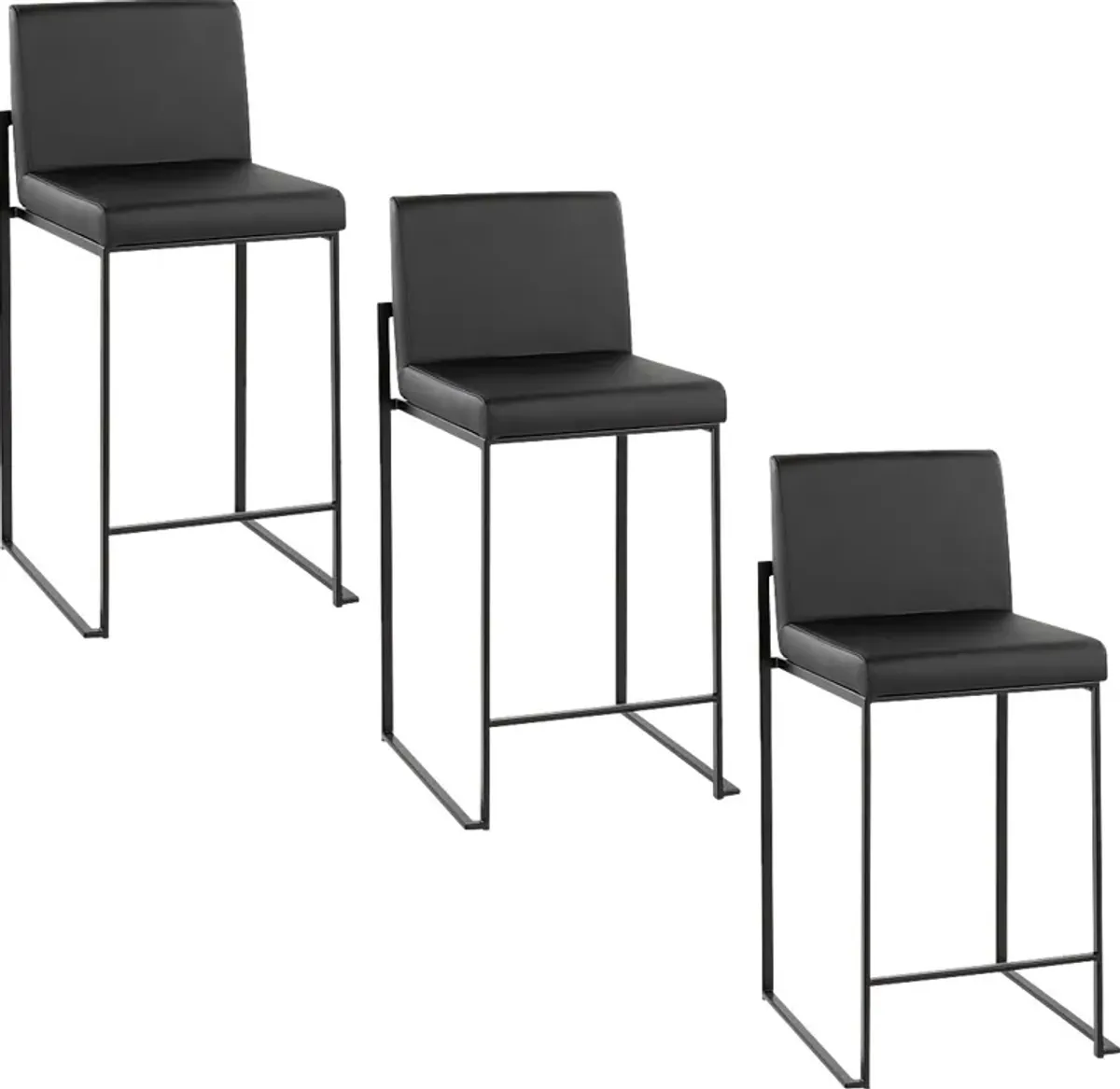 Leserna II Black Counter Height Stool, Set of 3