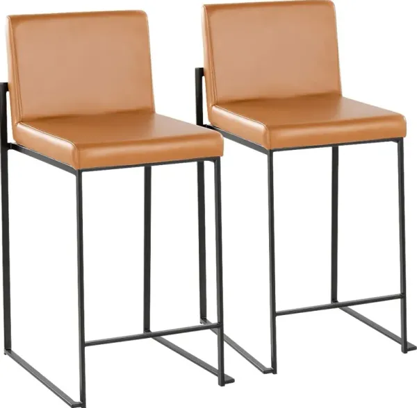 Leserna II Camel Counter Height Stool, Set of 2