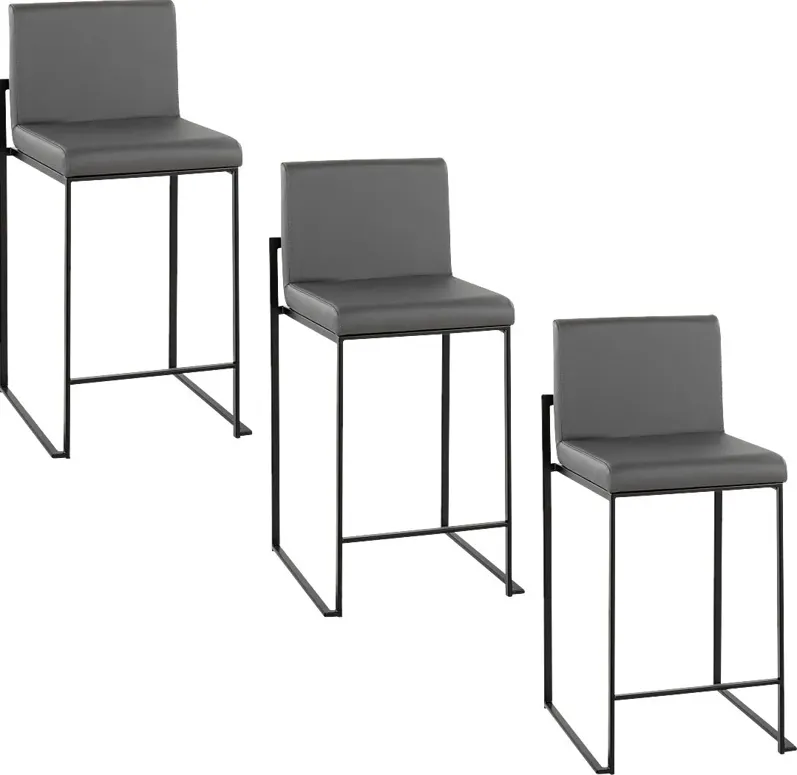Leserna II Charcoal Counter Height Stool, Set of 3