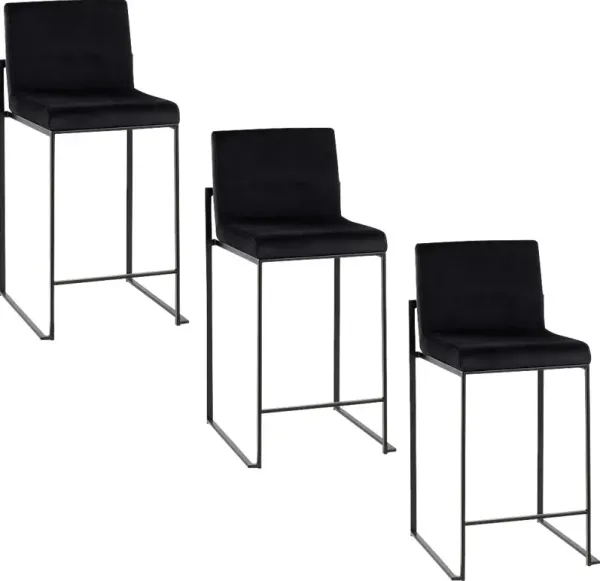 Leserna IV Black Counter Height Stool, Set of 3