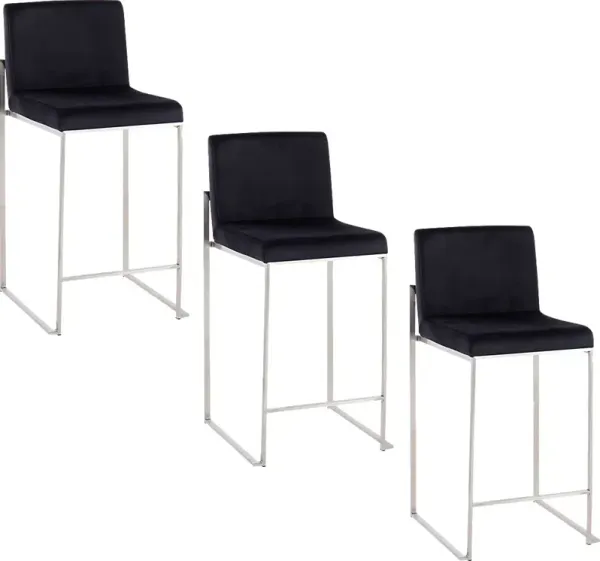 Nowotny IV Black Counter Height Stool, Set of 3