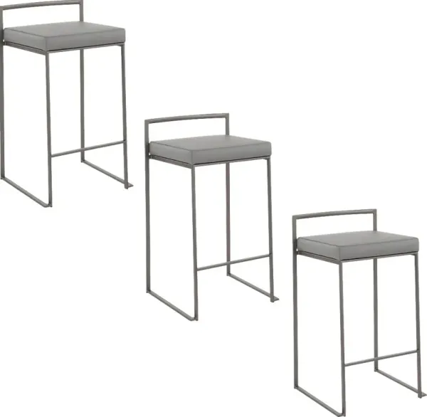 Birdlake I Gray Counter Height Stool, Set of 3
