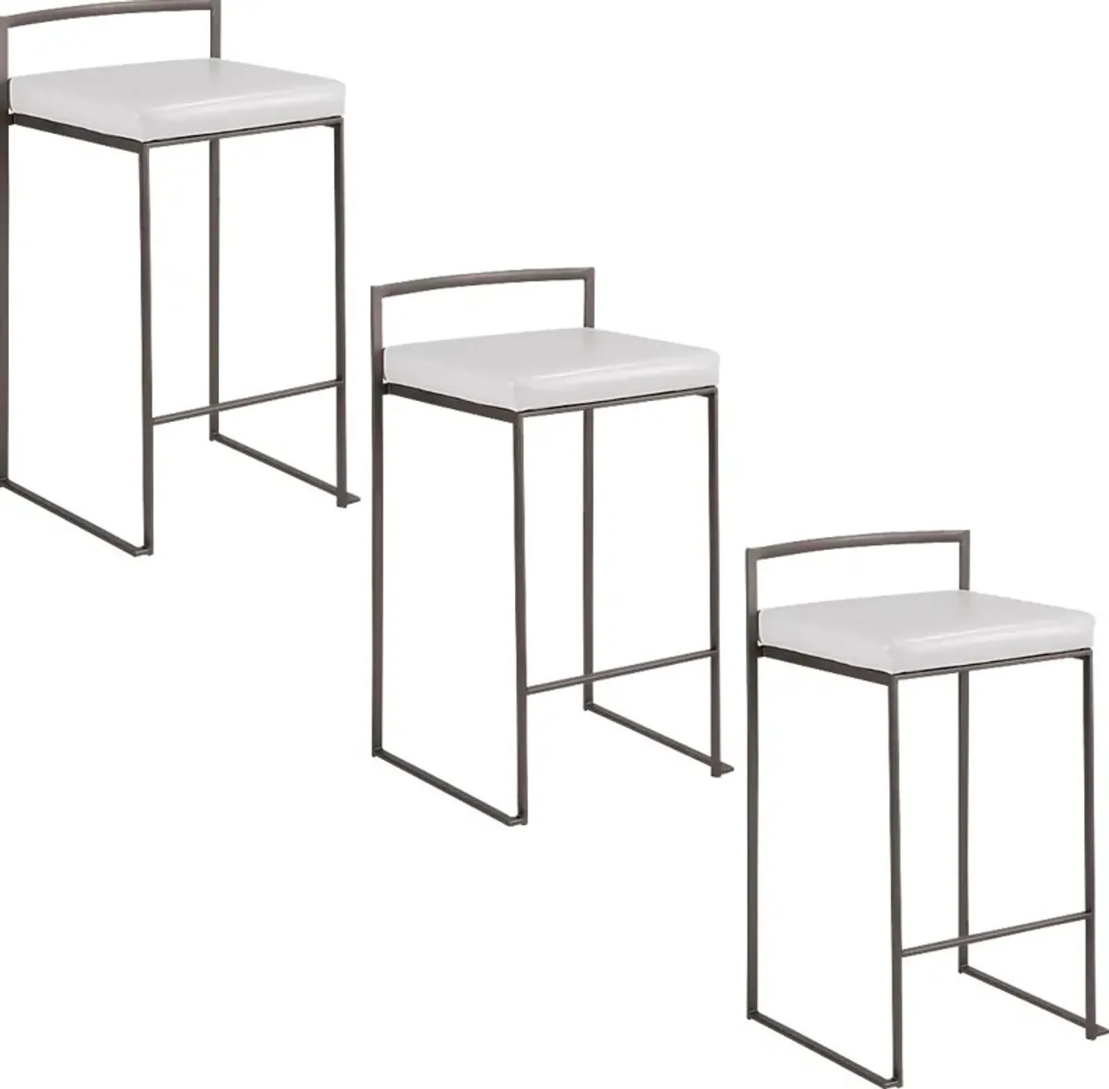 Birdlake I White Counter Height Stool, Set of 3