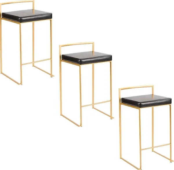 Sora VI Black Counter Height Stool, Set of 3