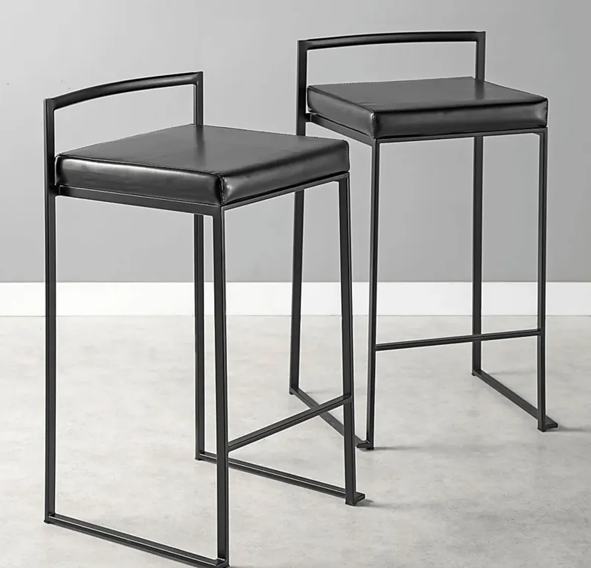 Sora III Black Chrome Counter Height Stool, Set of 3