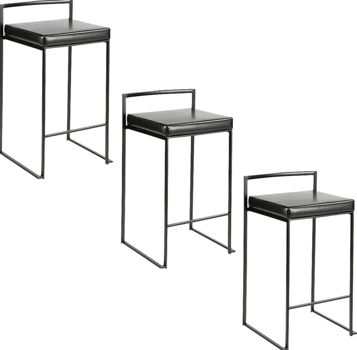 Sora III Black Chrome Counter Height Stool, Set of 3