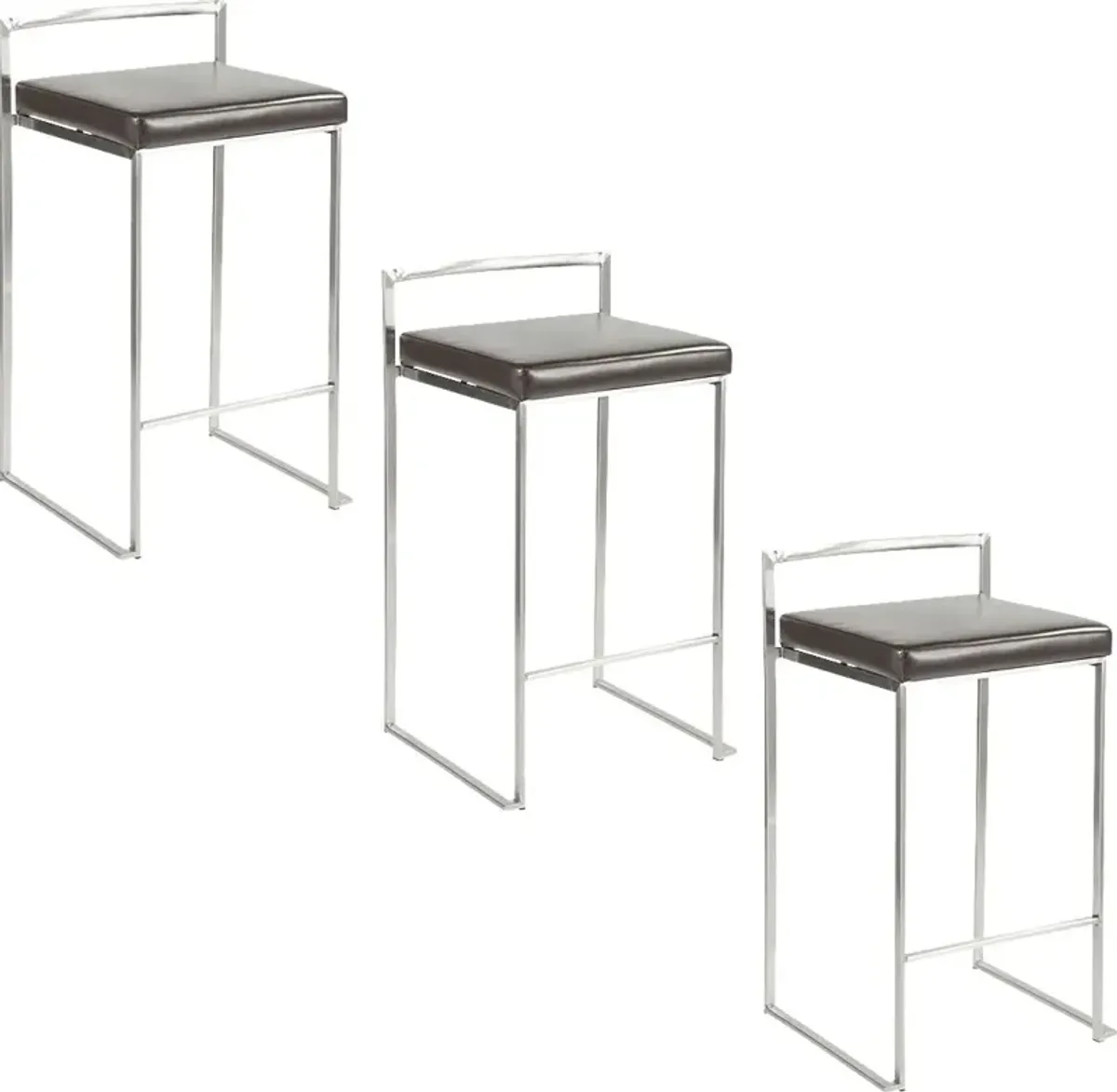 Birdlake IV Gray Counter Height Stool, Set of 3