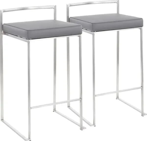 Birdlake IV Gray Counter Height Stool, Set of 2