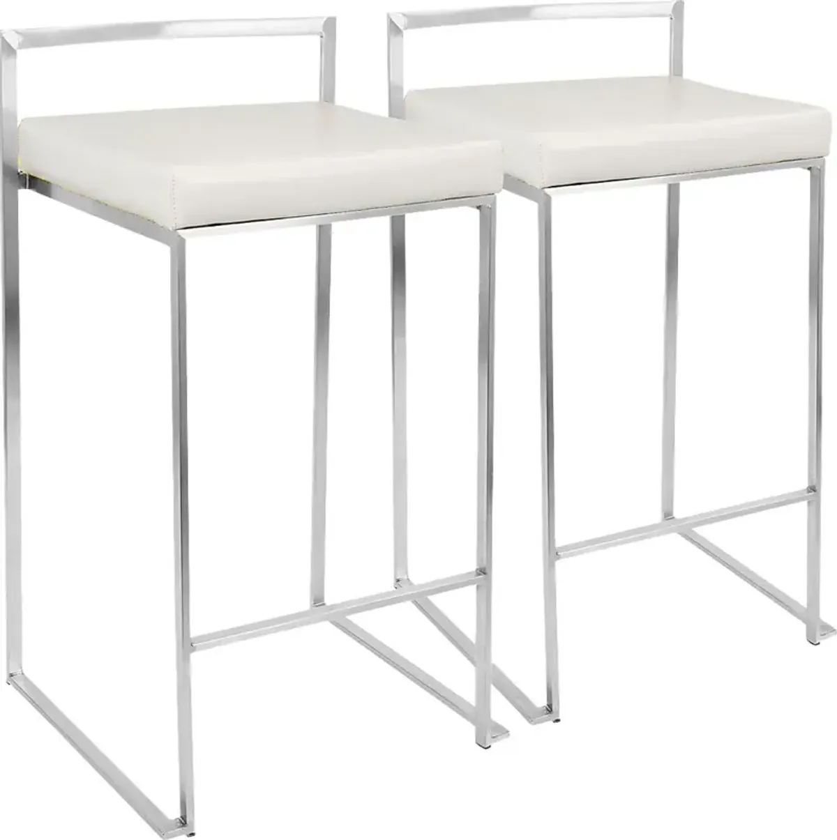Birdlake IV White Counter Height Stool, Set of 2