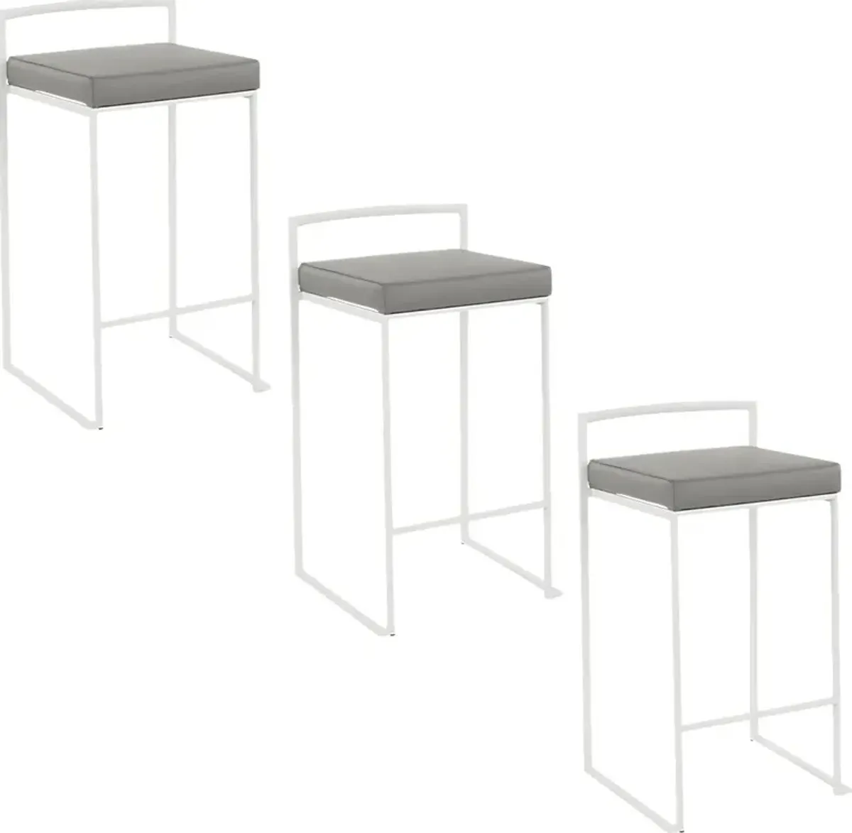 Birdlake V Gray Counter Height Stool, Set of 3