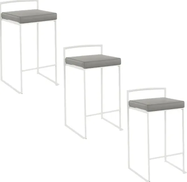 Birdlake V Gray Counter Height Stool, Set of 3