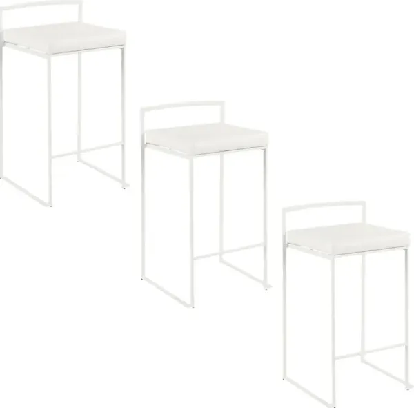 Birdlake V White Counter Height Stool, Set of 3