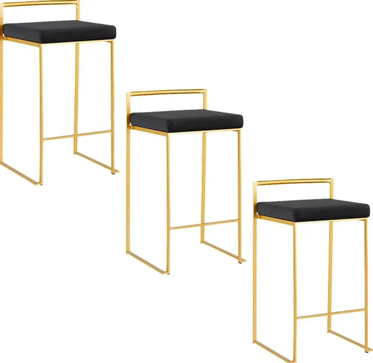 Sora VII Black Counter Height Stool, Set of 3