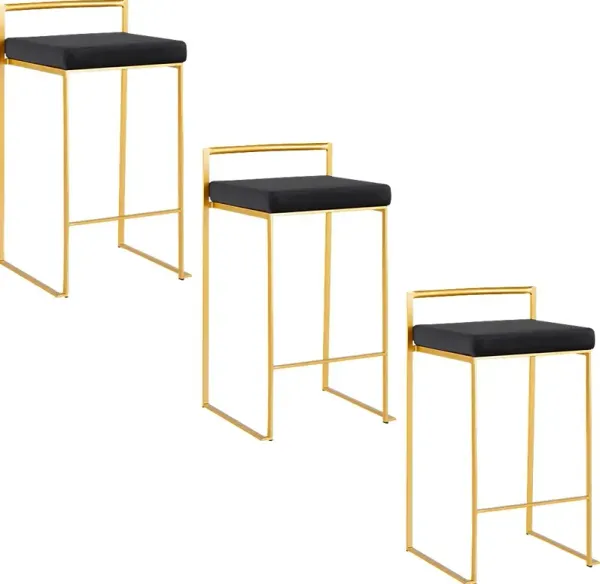 Sora VII Black Counter Height Stool, Set of 3