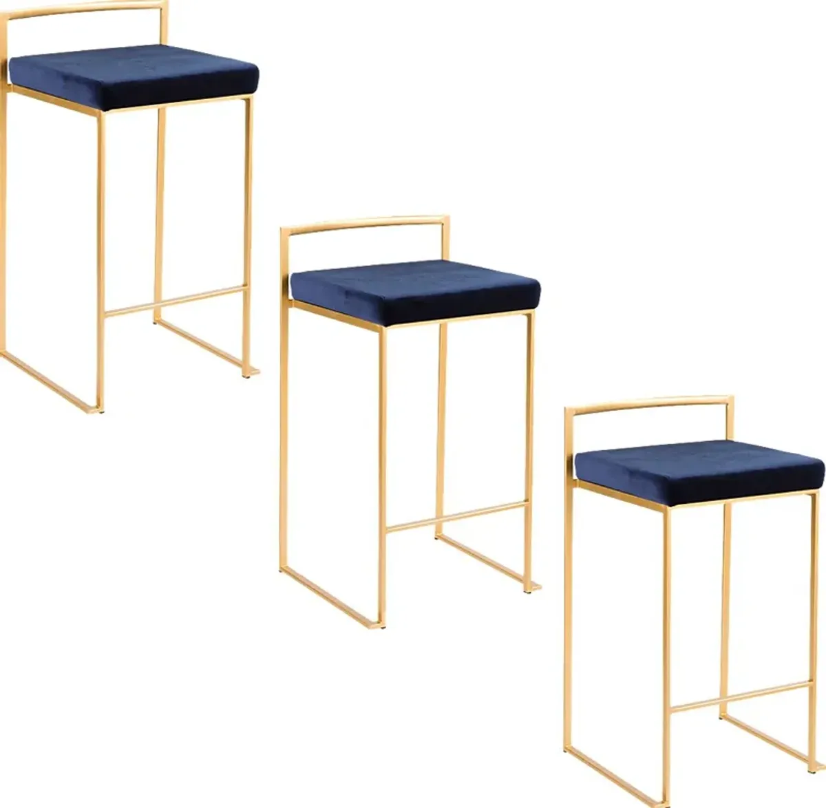 Sora VII Blue Counter Height Stool, Set of 3