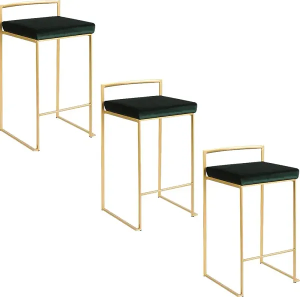 Sora VII Green Counter Height Stool, Set of 3