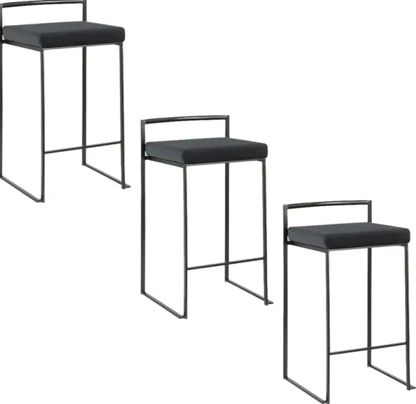 Sora IV Black Black Counter Height Stool, Set of 3