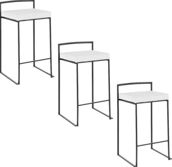 Birdlake VII White Counter Height Stool, Set of 3