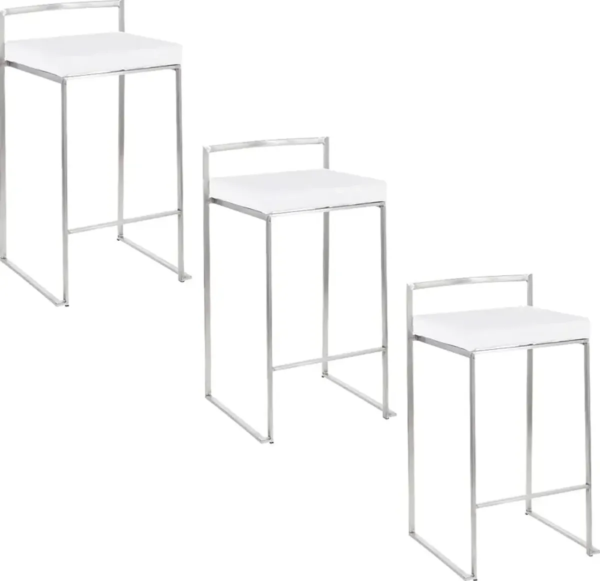 Birdlake IX White Counter Height Stool, Set of 3