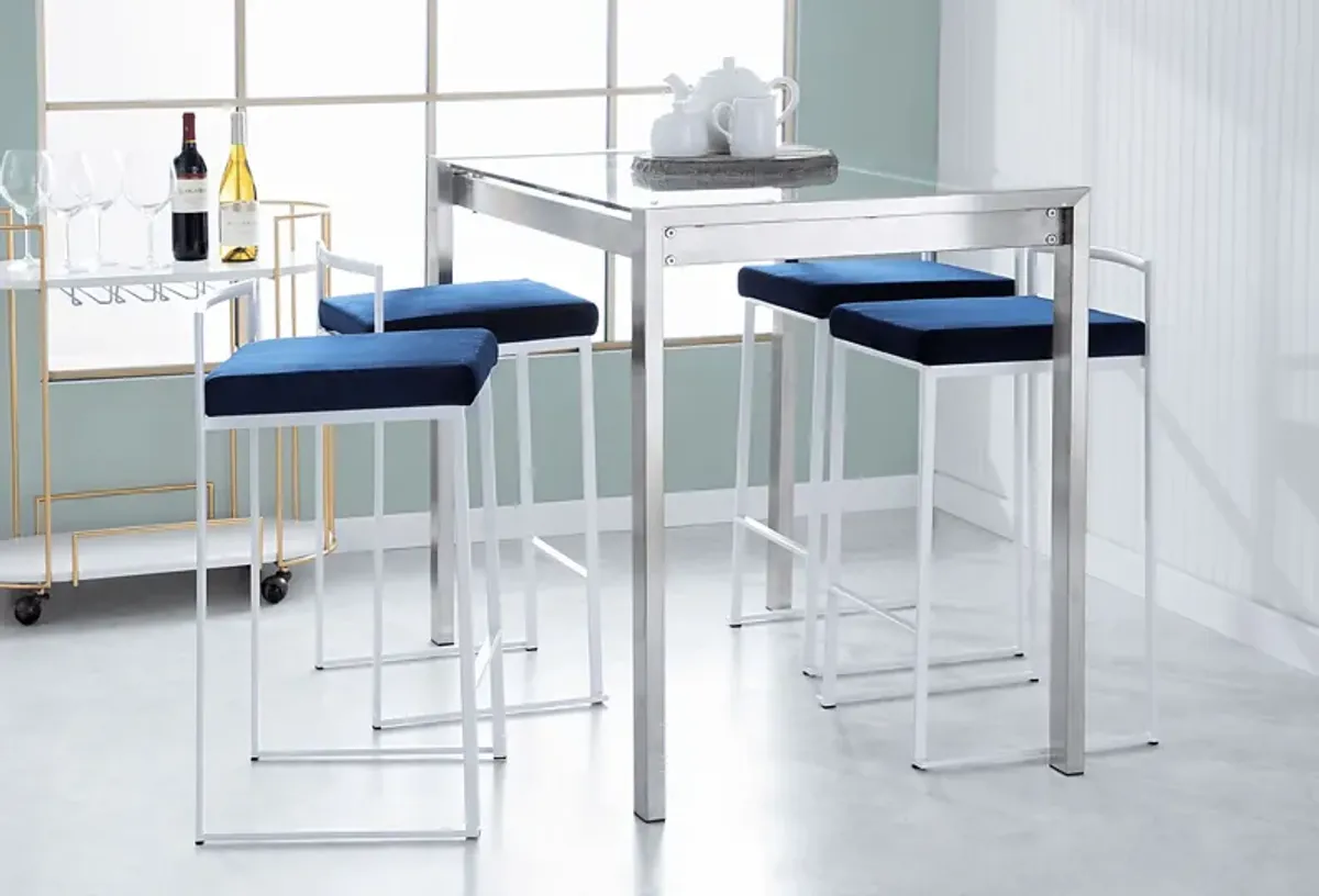 Sora IX Blue Counter Height Stool, Set of 3