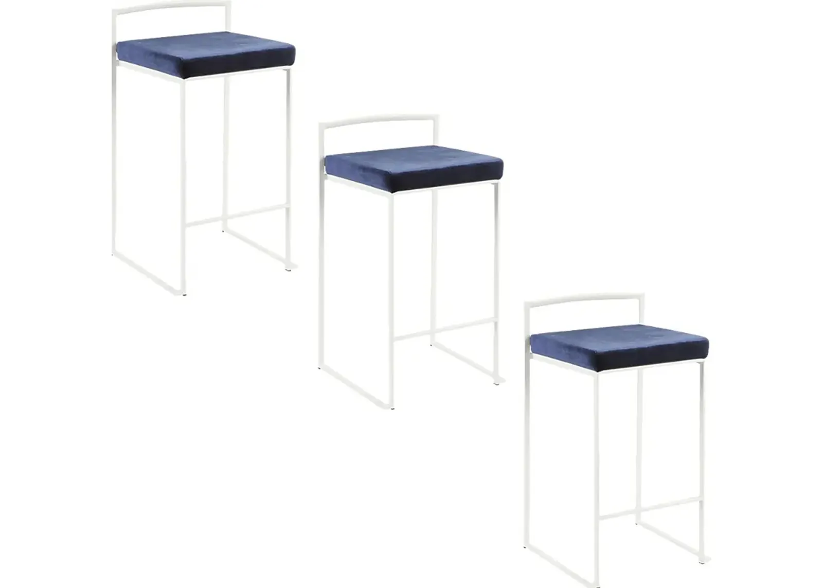 Sora IX Blue Counter Height Stool, Set of 3