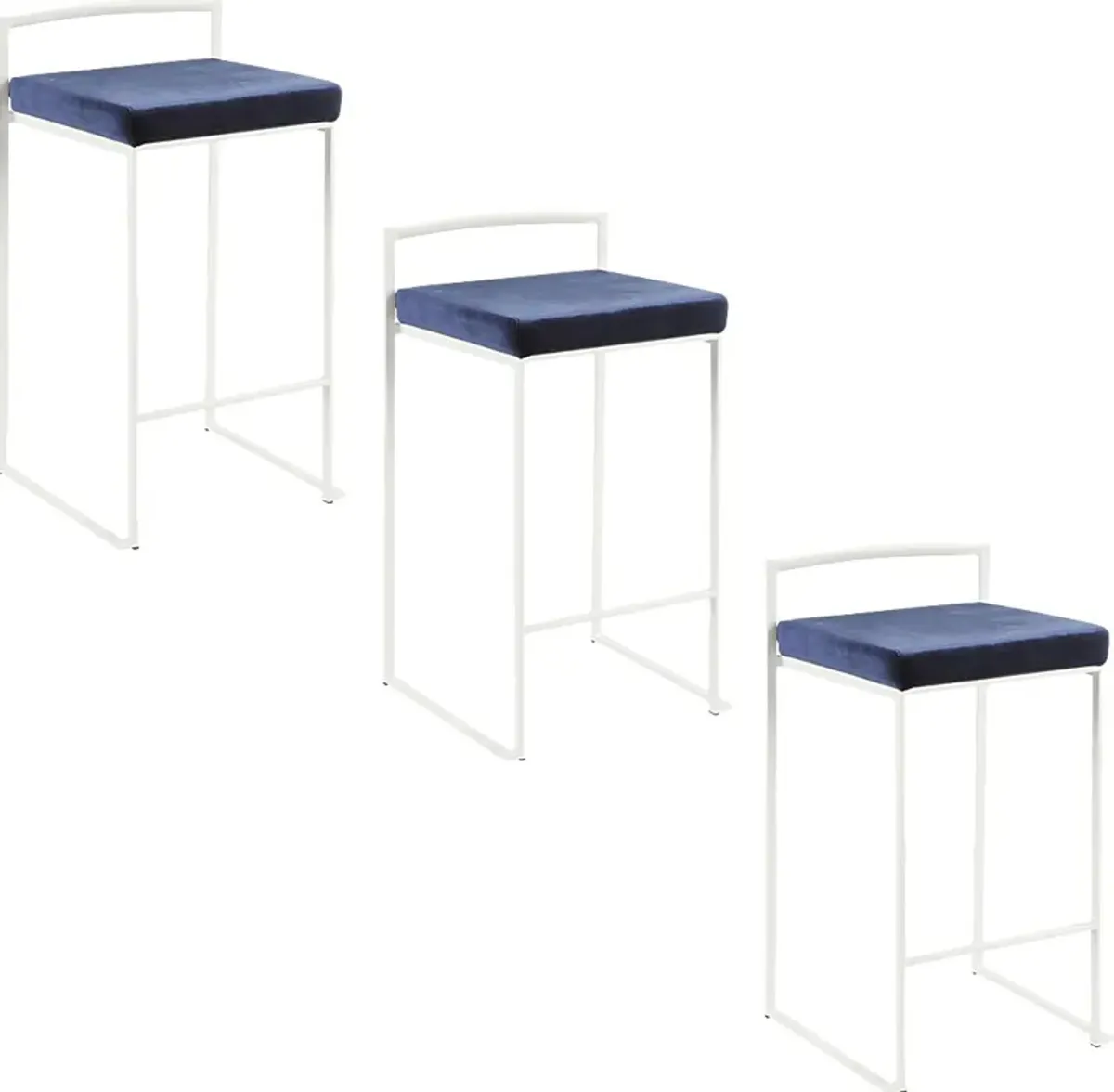 Sora IX Blue Counter Height Stool, Set of 3