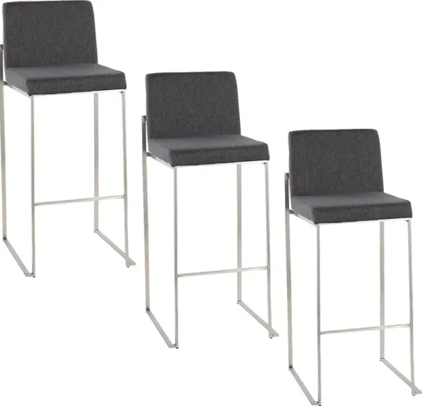 Avella Ann Charcoal Barstool, Set of 3