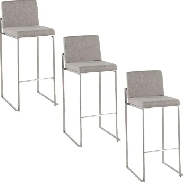 Nowotny IV Gray Barstool, Set of 3