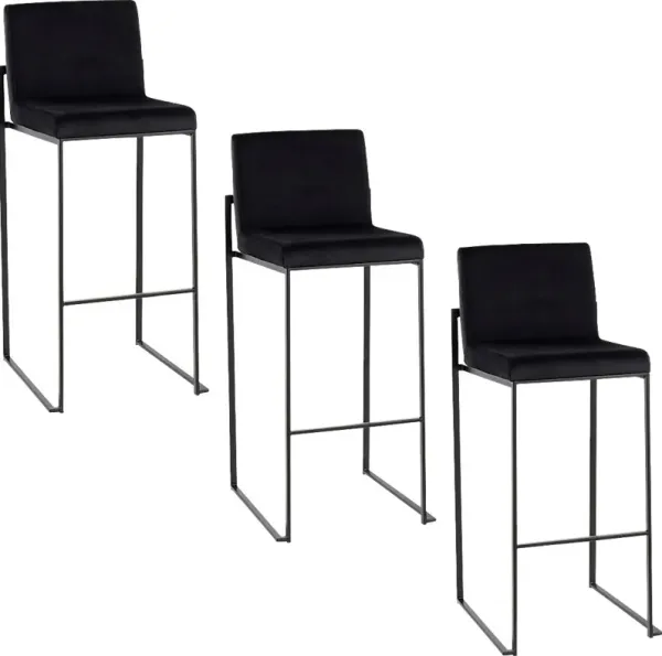 Arelane IV Black Barstool, Set of 3
