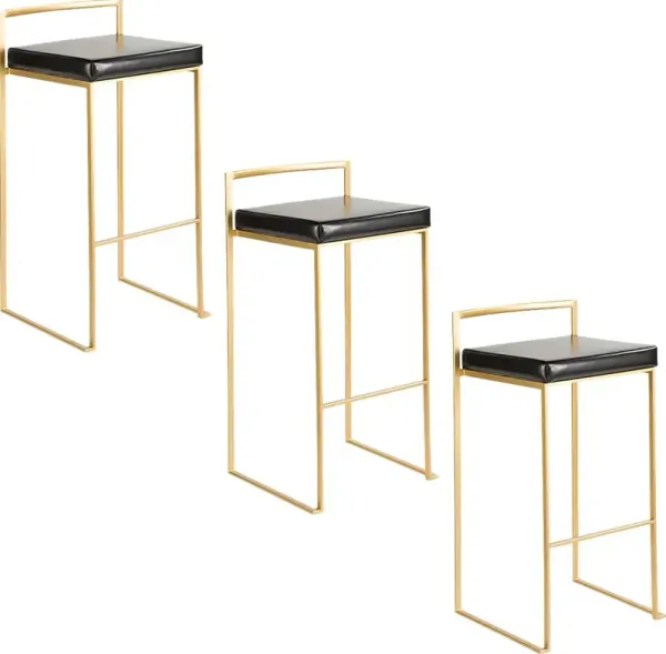 Sora Black Barstool, Set of 3