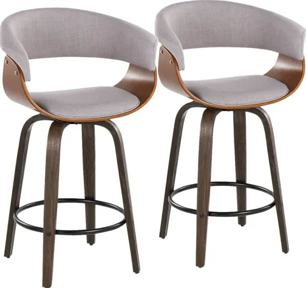 Uandi I Stone Swivel Counter Height Stool, Set of 2