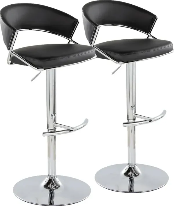 Harborson V Black Adjustable Swivel Barstool, Set of 2
