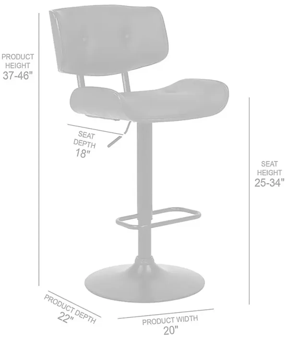 Nizar Black Adjustable Swivel Barstool