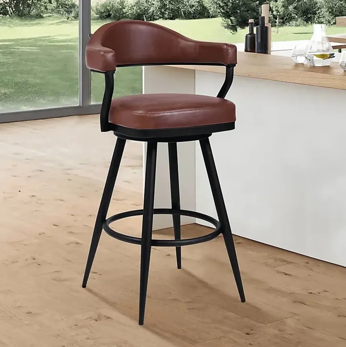 Casgus Brown Swivel Barstool